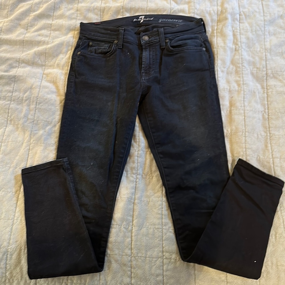 7 low rise skinny jeans, dark wash. Size 27